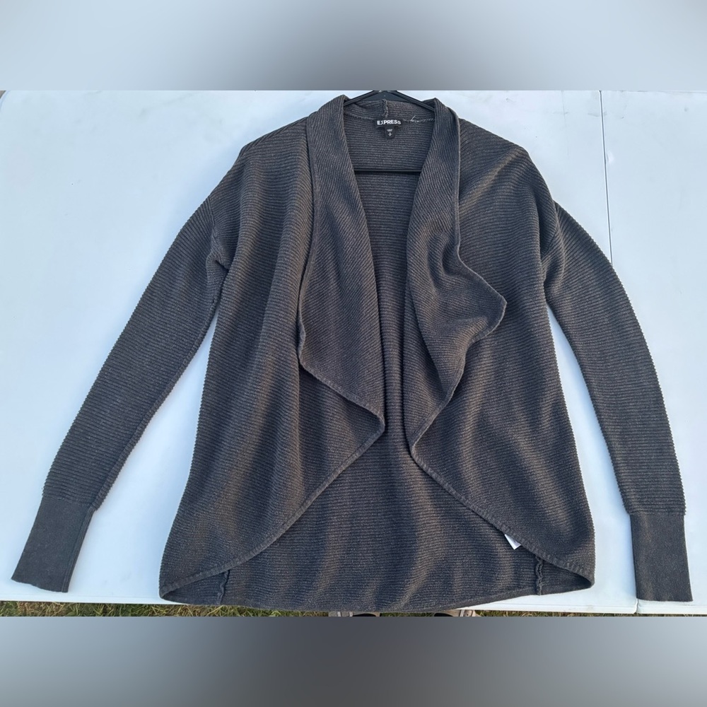 Express Charcoal Open Front Cardigan